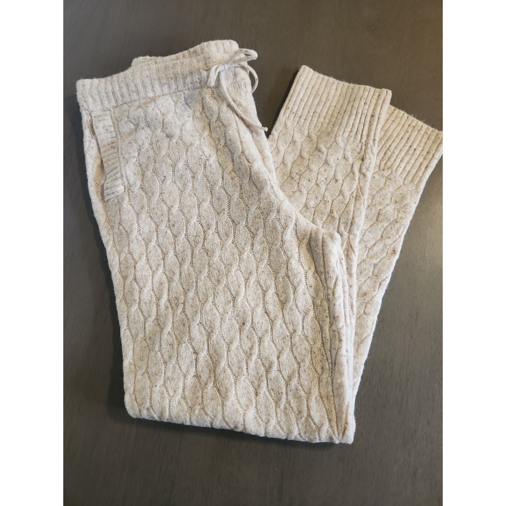 Auden Luxury Collection Womens Medium Cable Knit Jogger Lounge Pant Oatmeal Cozy